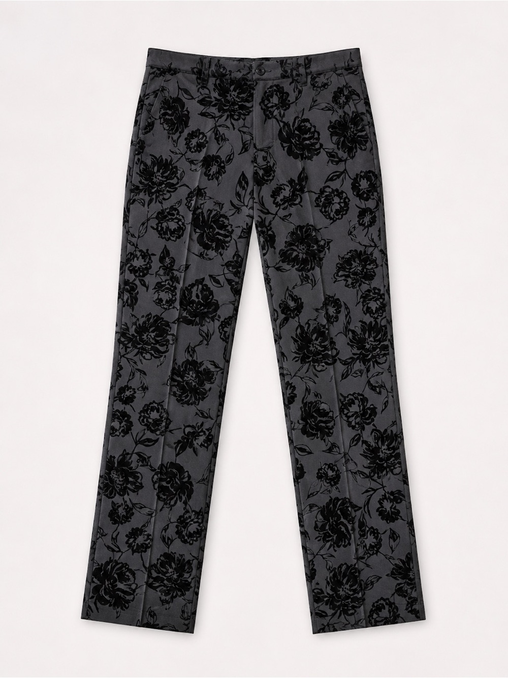 Murano Black Floral Velvet Burnout Pants 34x32